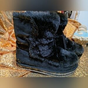 Sun + Stone Black Faux Fur Winter Boots